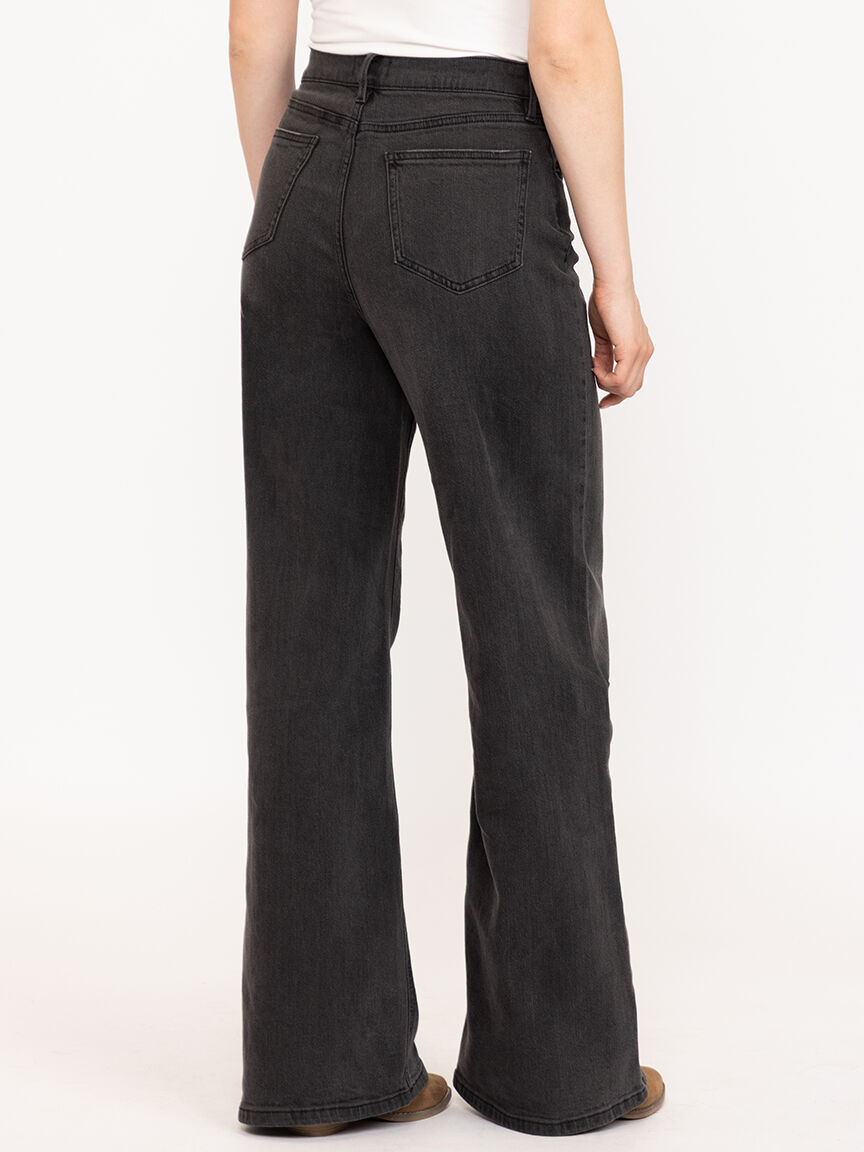 Women's High Rise Black Wide Leg Jeans