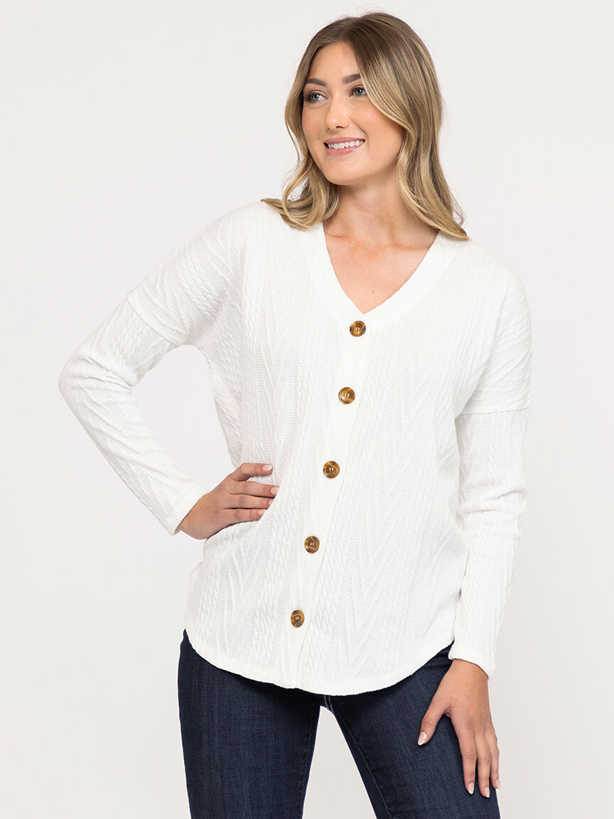 Women's Cable Button Front Top