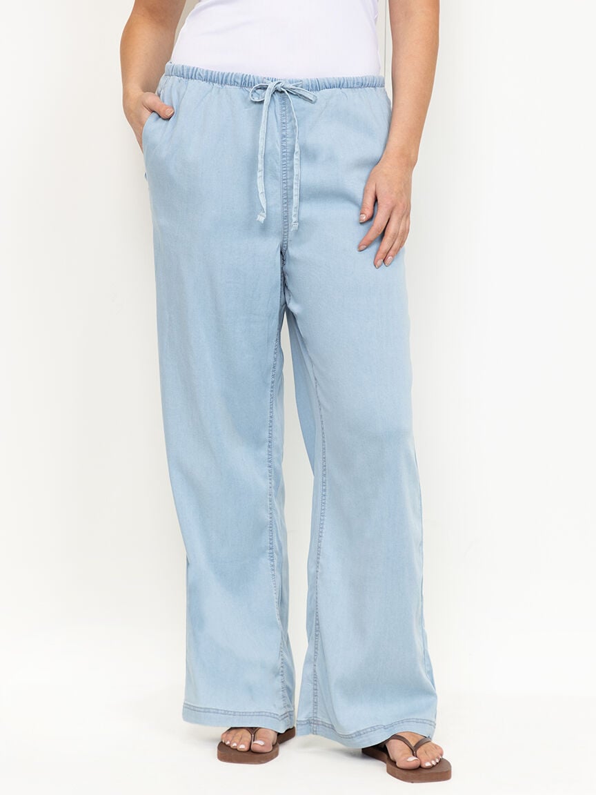 Women's Regular Rise Tie Front Pull-on Wide Leg Jeans
