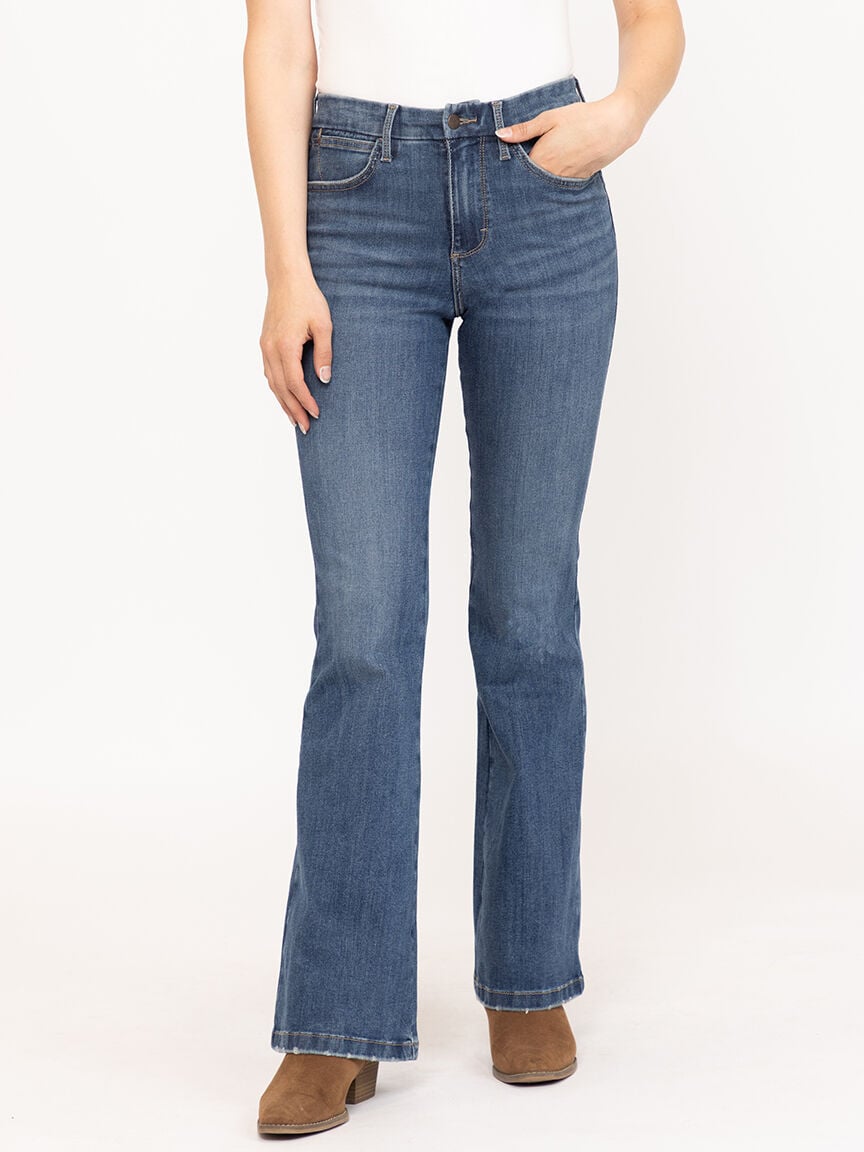 Women's Bespoke High Rise Medium Dark Flare Jeans