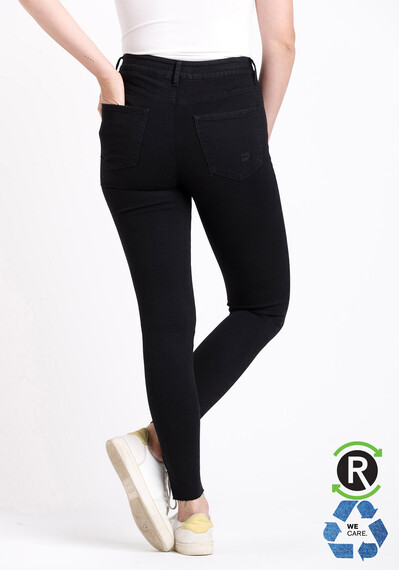 Women's High Rise Black Destroyed Ankle Skinny Jeans Image 2