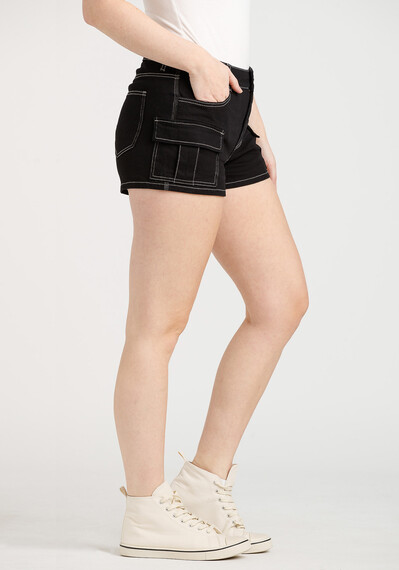 Women's Stretch Twill Cargo Black Shortie Women's Stretch Twill Cargo Black Shortie Image 3