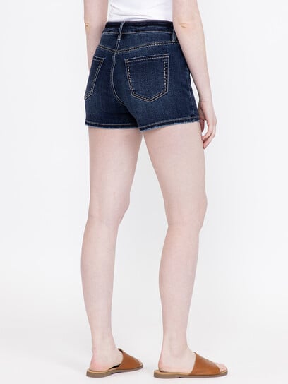 Women's Multi Thread Thick Stitch Dark Wash Shortie Women's Multi Thread Thick Stitch Dark Wash Shortie