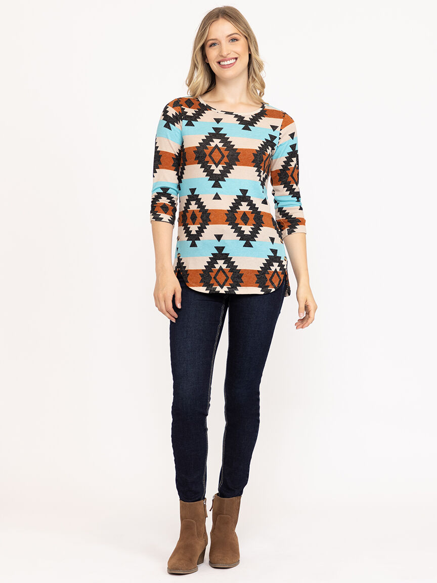 Women's Geo Side Button Top