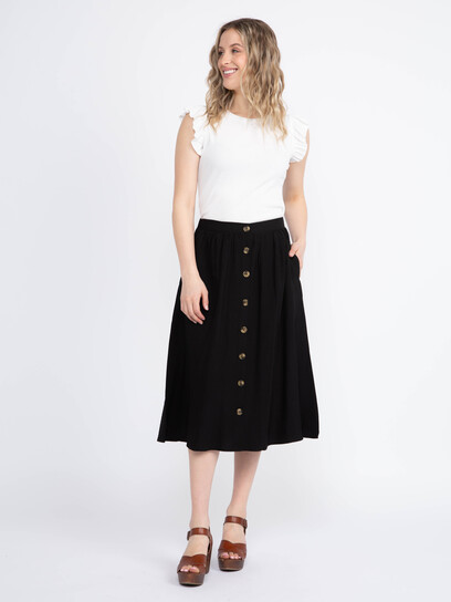 Women's Button Front Midi Skirt