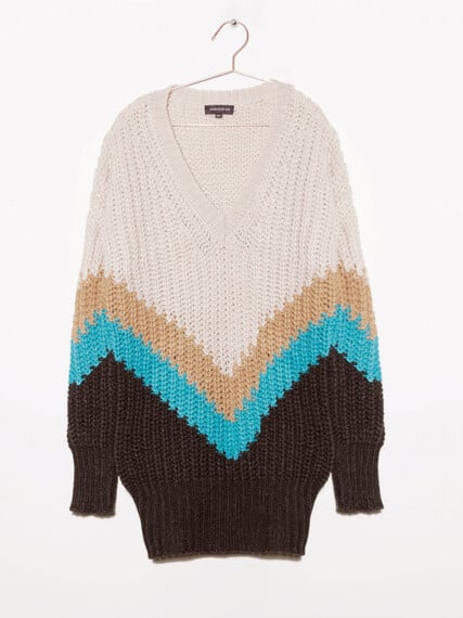Women's Chevron Colour Blocked Sweater Image 5