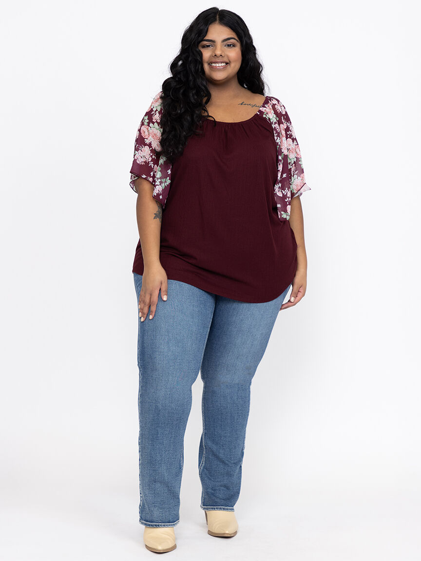 Women's Flutter Sleeve Peasant Top