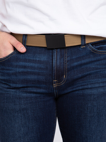 Men's Solid Tan Webbed Belt Image 4