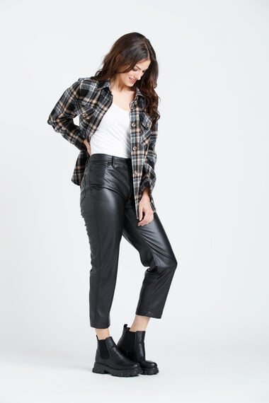 Women's High Rise Faux Leather Straight Crop Pant Image 1