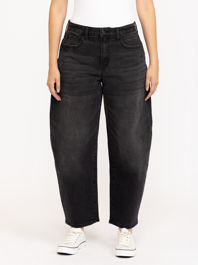 Women's Black Mid Rise Barrel Leg Jeans Women's Black Mid Rise Barrel Leg Jeans