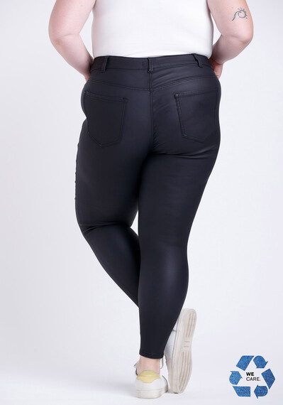 Women's Plus Size Black Coated Skinny Jeans Image 2
