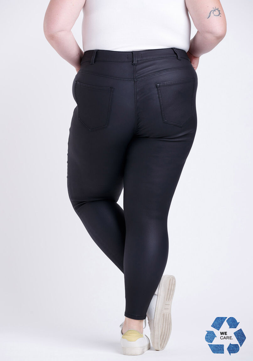 Women's Plus Size Black Coated Skinny Jeans Warehouse One