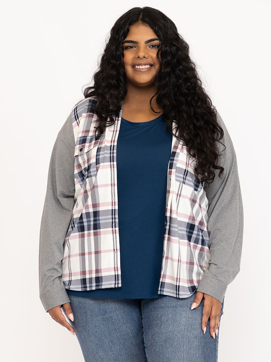 Women's Knit Plaid Hoodie