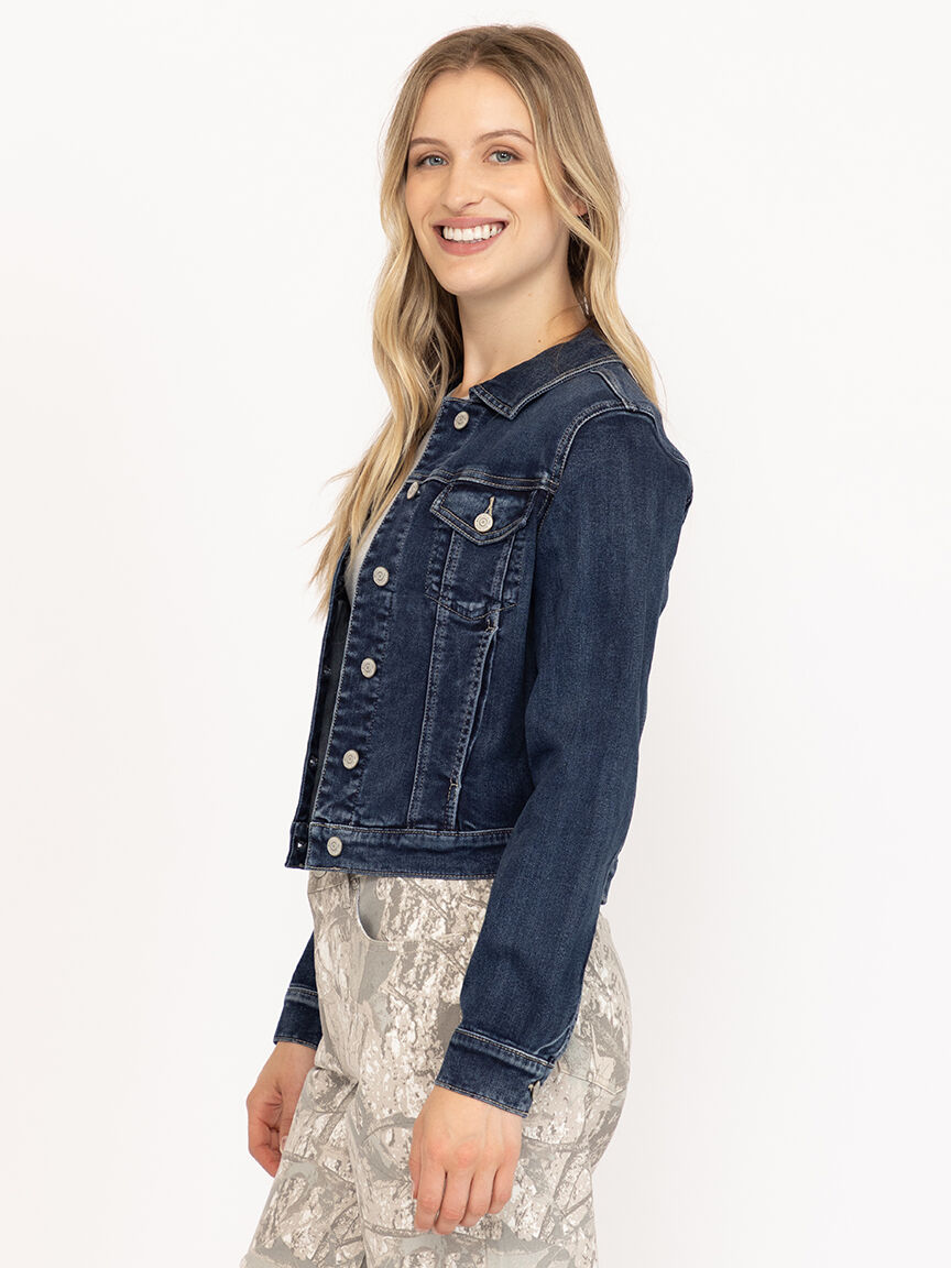 Women's Dark Wash Cropped Denim Jacket