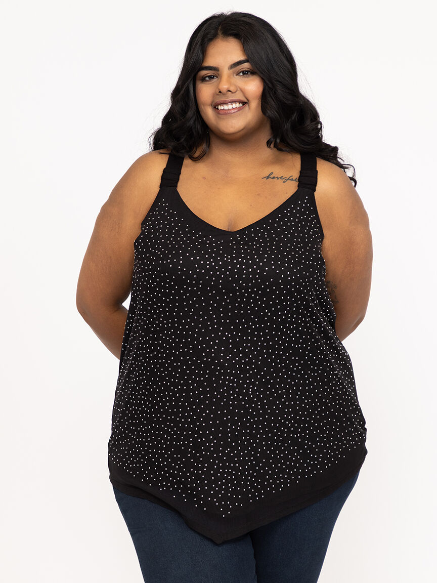 Women's Rhinestone Mesh Tank