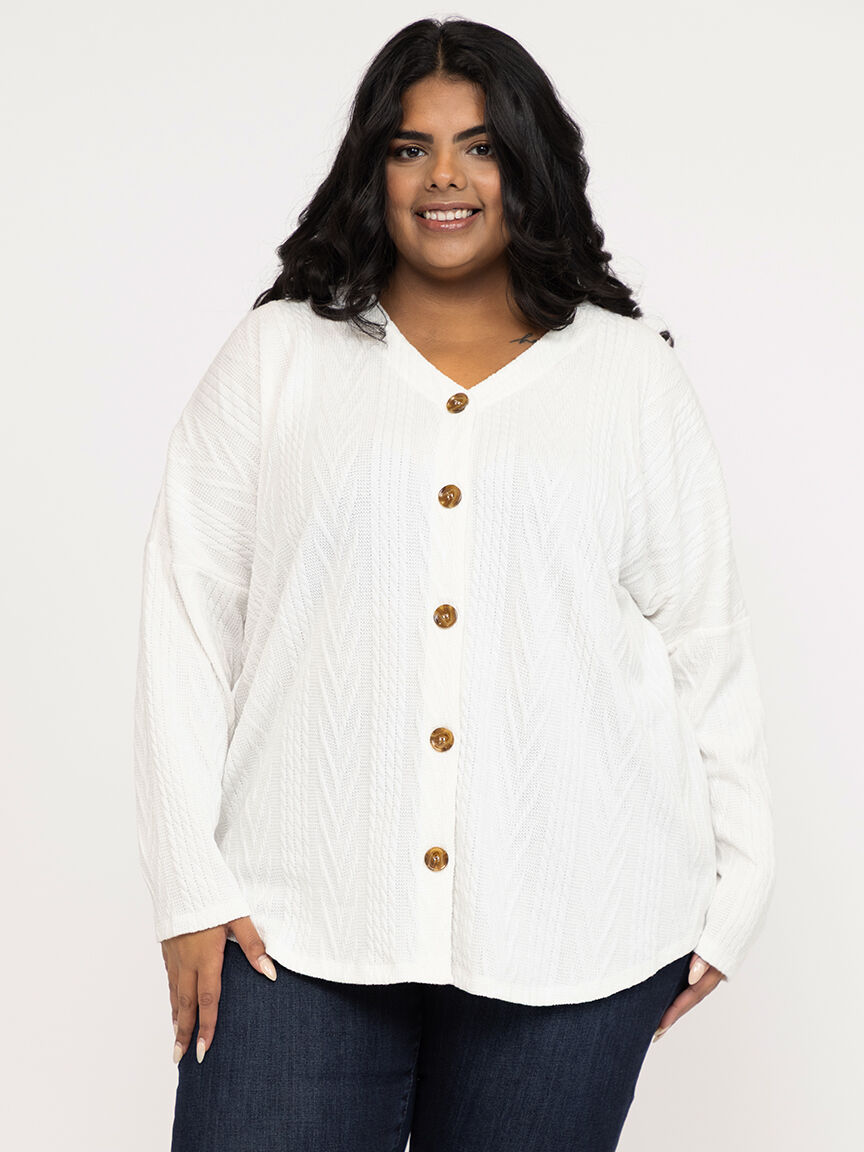 Women's Cable Button Front Top