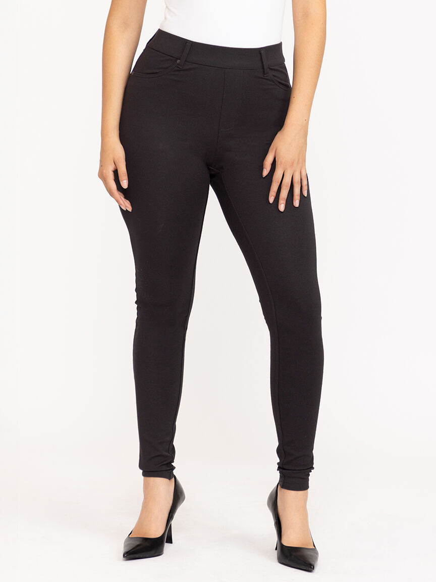 Women's Black 4 Pocket Pull-on Ponte Skinny Pant