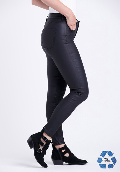 Women's Black Coated Skinny Jeans Image 3