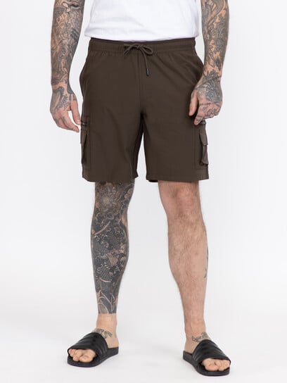 Brown Nylon Cargo E-Waist Short Brown Nylon Cargo E-Waist Short