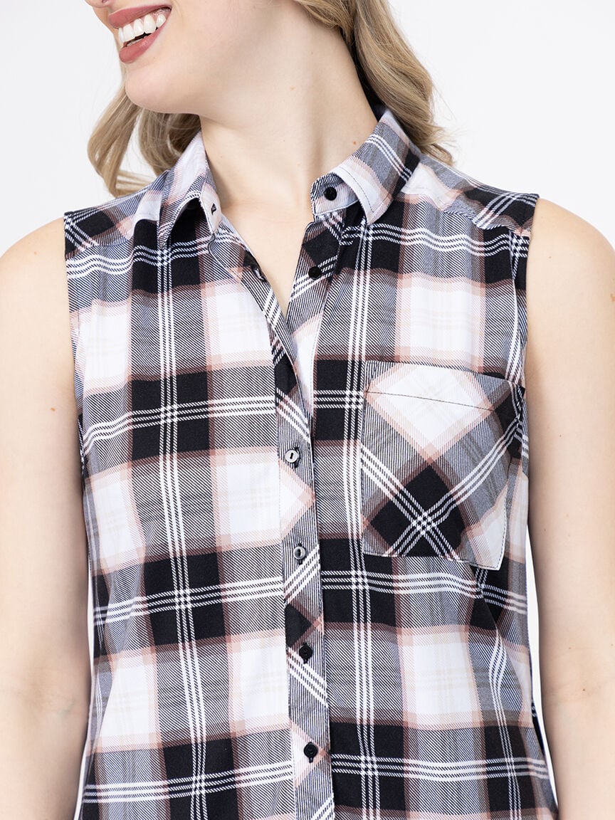 Women's Sleeveless Plaid Shirt
