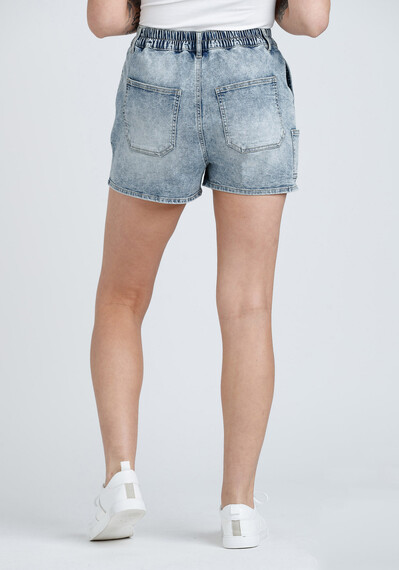 Women's High Rise Elastic Waist Utility Jean Shortie Women's High Rise Elastic Waist Utility Jean Shortie Image 2
