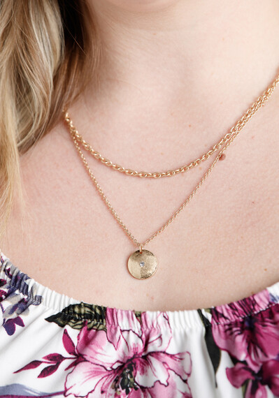 Disc Pendant Layered Chain Necklace Disc Pendant Layered Chain Necklace Image 1