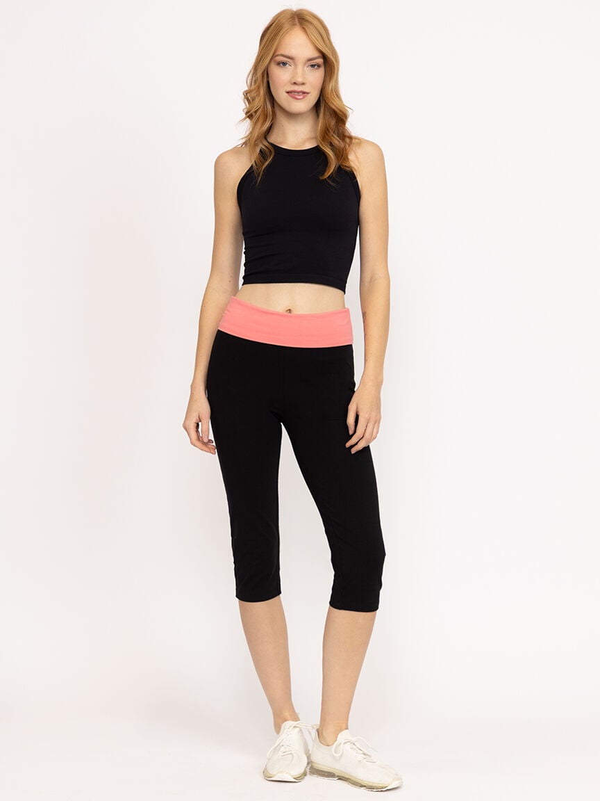 Women's Fold Over Waist Capri Legging