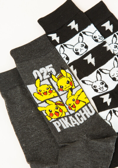 Men's 2 Pack Pikachu Crew Sock Image 4
