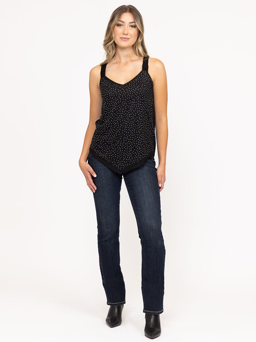 Women's Rhinestone Mesh Tank