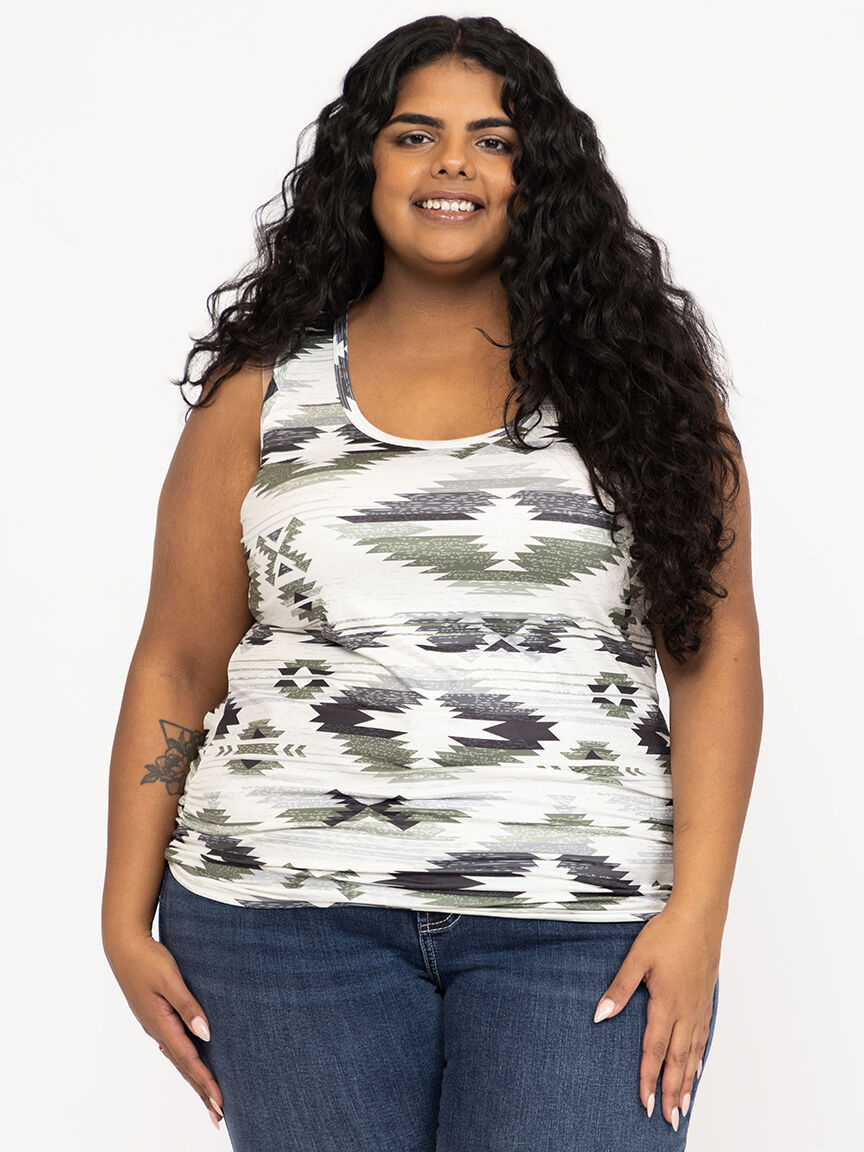 Women's Geometric Side Ruched Tank