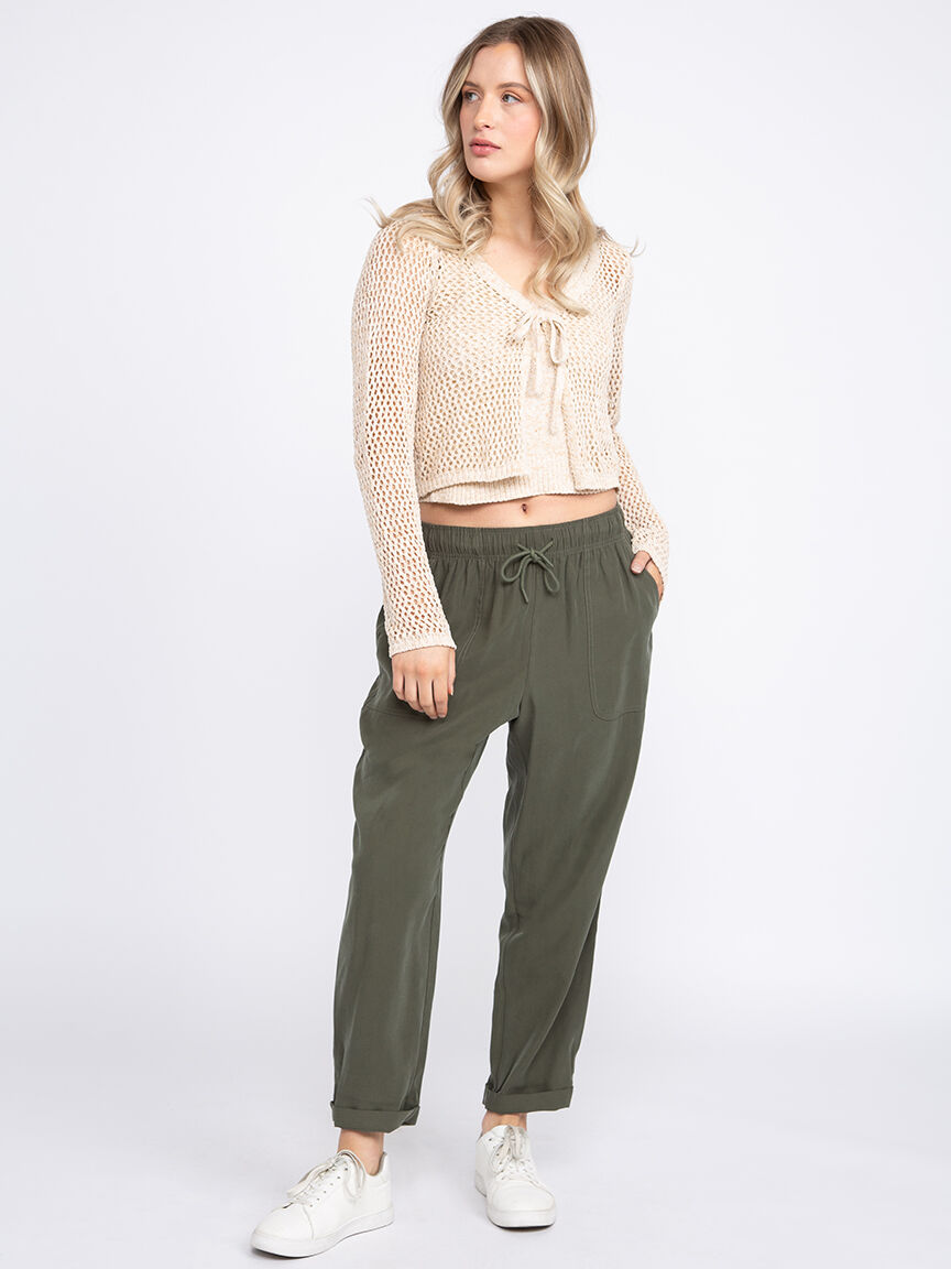 Women's Open Stitch Tie Front Cardigan Warehouse One