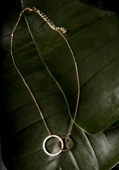 Women's Double Ring Gold Chain Necklace Image 3