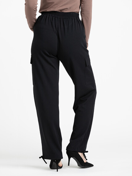 Women's Black Crepe Knit Cargo Jogger Warehouse One Women's Black Crepe Knit Cargo Jogger Warehouse One
