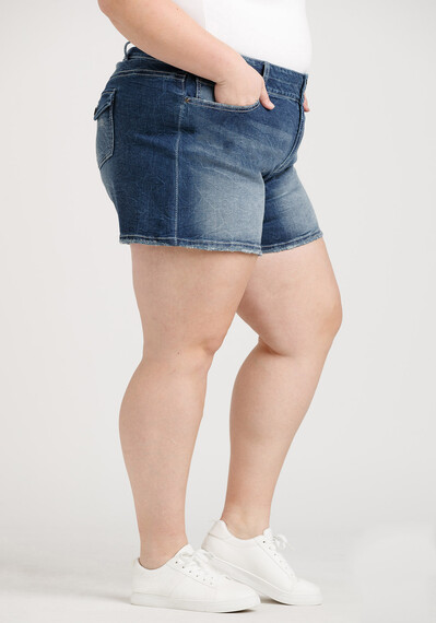 Women's Plus 2 Button Jean Shortie with Back Flap Pockets Image 3