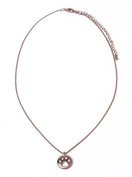 Women's Brushed Paw Pendant Necklace Image 1