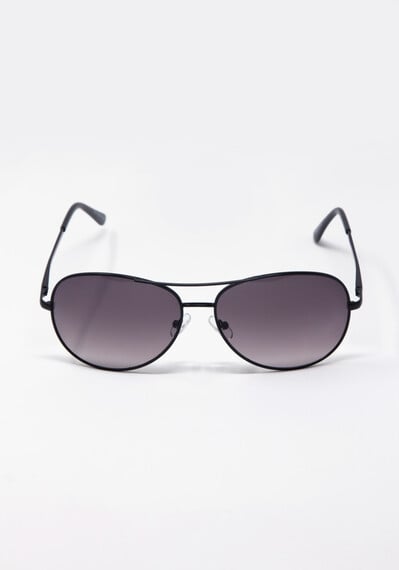 Men's Black Frame Aviator Sunglasses Image 4