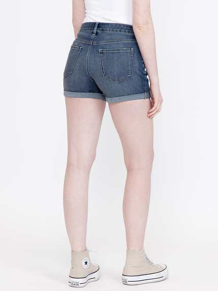 Women's Medium Wash Floral Embroidery Cuffed Shortie Women's Medium Wash Floral Embroidery Cuffed Shortie Image 4