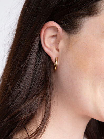 Women's Large Snap Hoop Earrings, GOLD