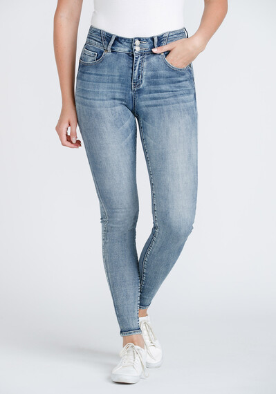 Women's 2 Button Waist Skinny Jeans Image 1
