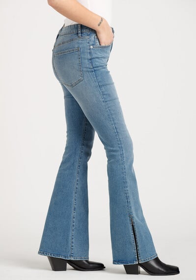 Women's High Rise Side Slit Flare Jeans Image 3