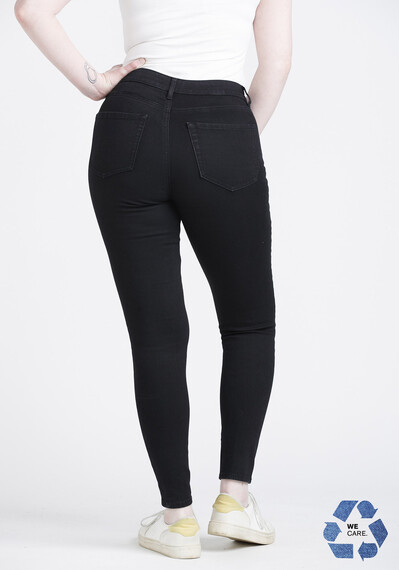 Women's High Rise Black Destroyed Ankle Skinny Jeans Image 2