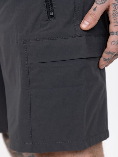 Athletic Grey Nylon Cargo E-Waist Short Athletic Grey Nylon Cargo E-Waist Short