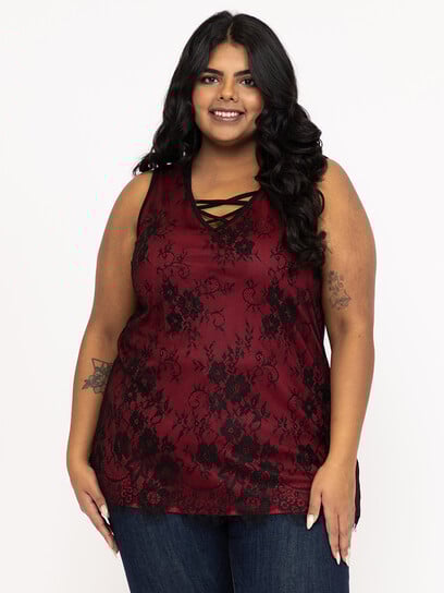 Women's Lace Overlay Tank Women's Lace Overlay Tank