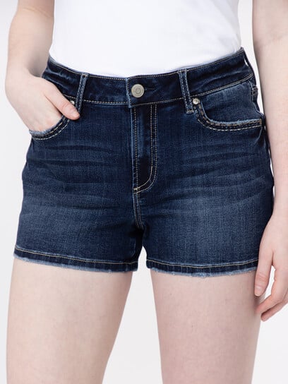 Women's Multi Thread Thick Stitch Dark Wash Shortie Women's Multi Thread Thick Stitch Dark Wash Shortie