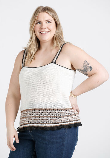 Women's Crochet Sweater Tank, COCONUT