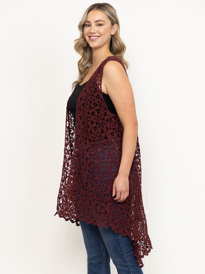 Women's Long Crochet Vest