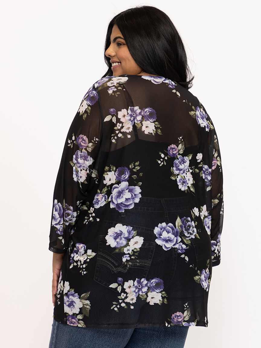 Women's Floral Mesh Cardigan