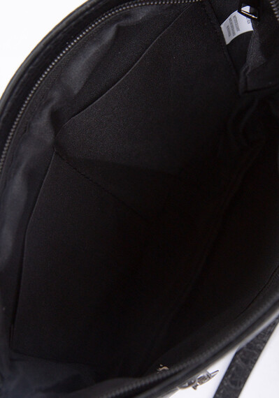 Women's Black Croco Cross Body Hand Bag Image 6