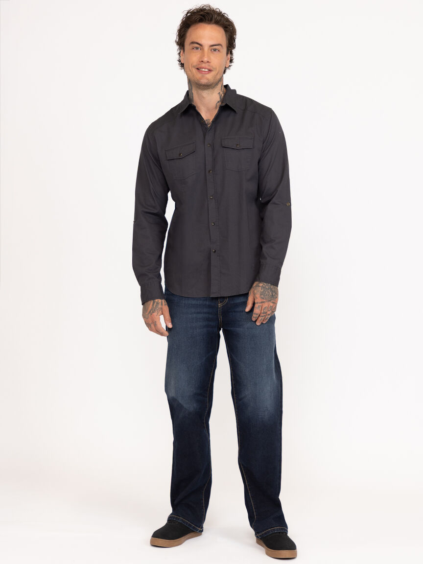 Men's Solid Washed Shirt