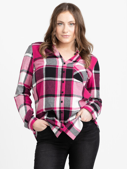 Women's Flannel Plaid Tunic Image 2